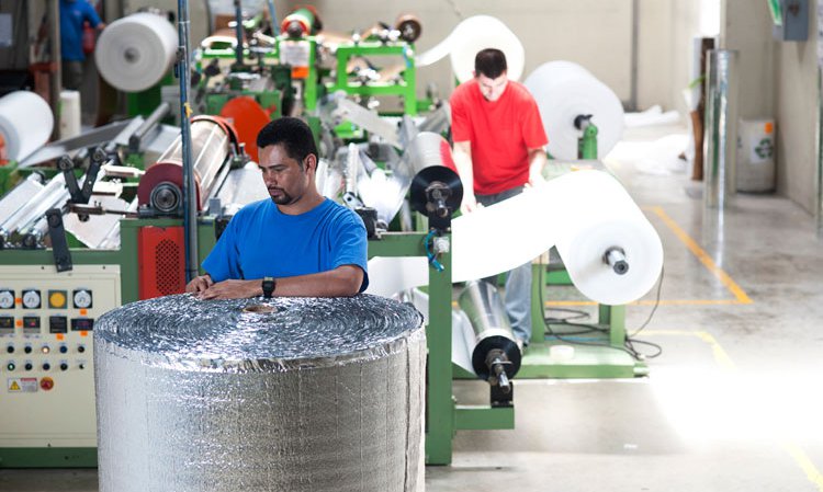 Inside a reflective insulation plant.